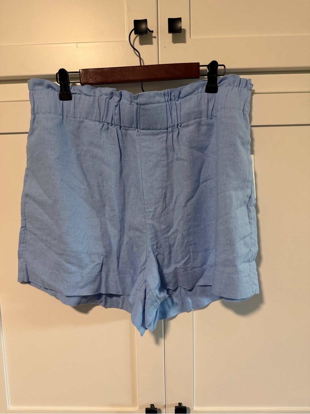 a new day Linen Blend Blue High-Waist Paperbag Linen-Blend Shorts
